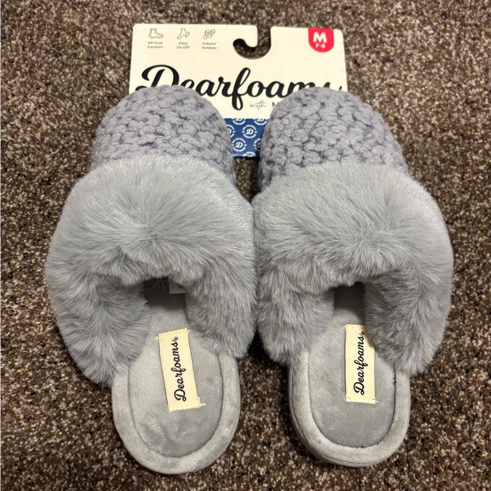 Cozy Dearfoams Soft Gray Slippers